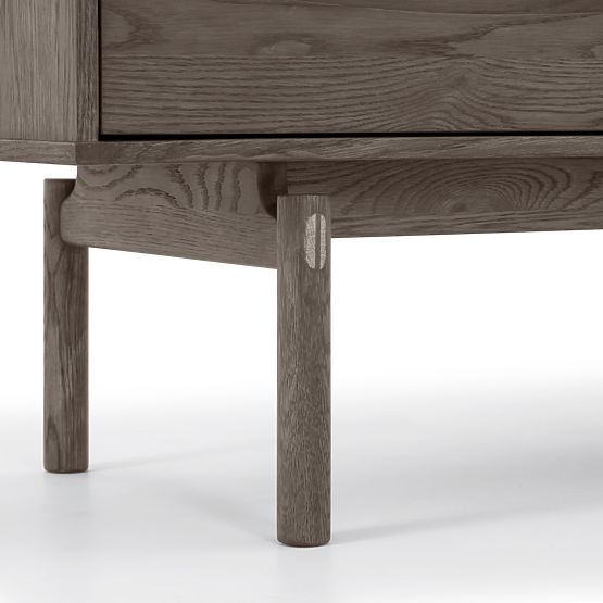 TV-Schrank Quadri mit Schubladen, massives Eichenholz, Furnier, Espresso Braun