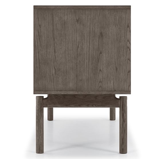 TV-Schrank Quadri mit Schubladen, massives Eichenholz, Furnier, Espresso Braun