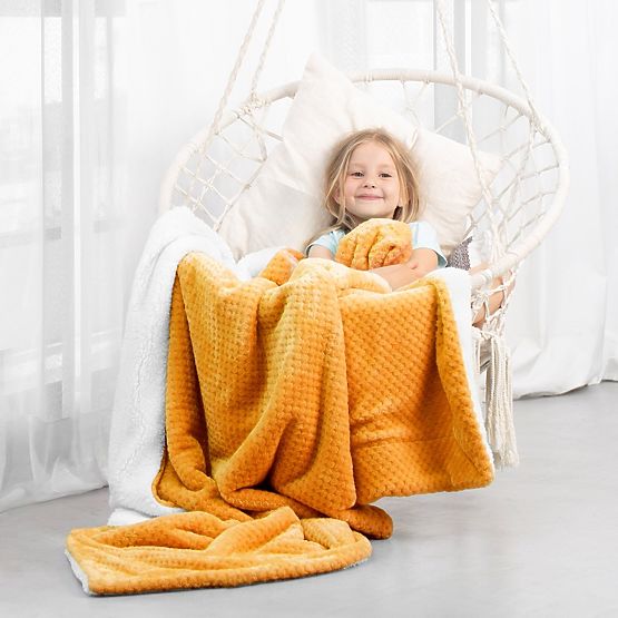 Überwurf SHLEEPY orange mit Jacquardmuster klassischer Stil 170x210