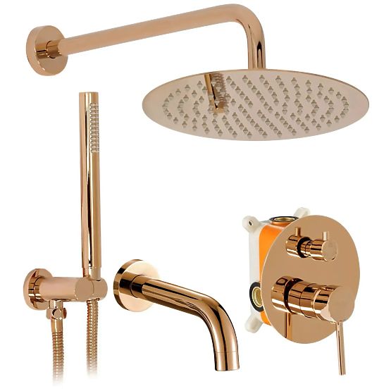 Unterputz-Badewannen-Duschset Rea Lungo Kupfer + BOX