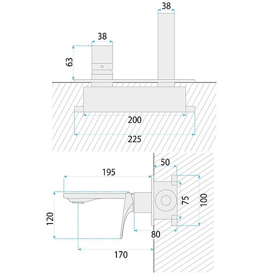 Unterputz-Waschtischarmatur REA Joe Gold Gebürstet