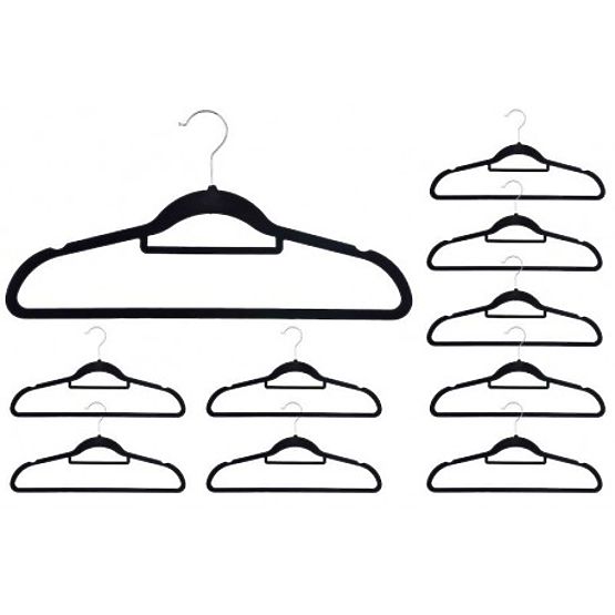Velours-Kleiderbügel Maxi Set 10 Stück - schwarz
