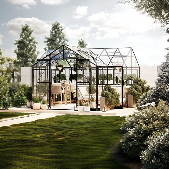 Verlängerungsmodul für Gartenorangerie Royal Green Standard, 4,1 m², gehärtetes Glas 4 mm, Aluminium