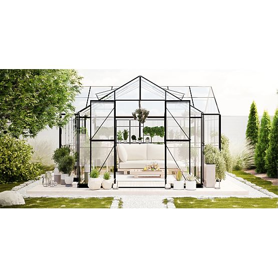 Verlängerungsmodul für Gartenorangerie Royal Green Standard, 4,1 m², gehärtetes Glas 4 mm, Aluminium