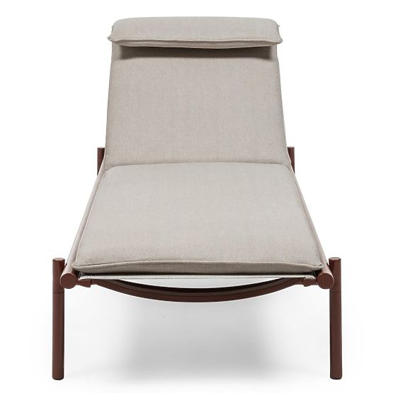 Verstellbare Gartenliege Amarello, Aluminium, hellbeige/bordeauxbraun