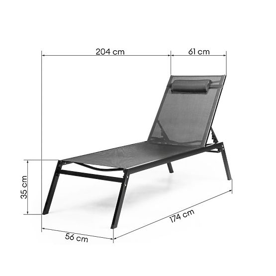Verstellbare Gartenliege Paraiso, schwarz/grafit