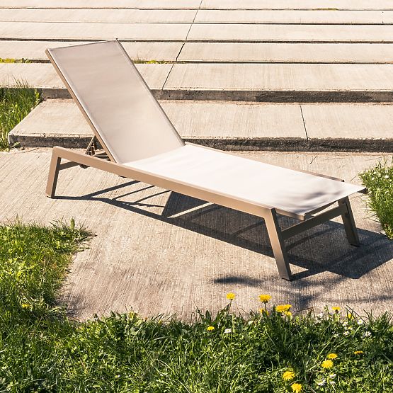 Verstellbare Gartenliege Shelly, Aluminium, Beige