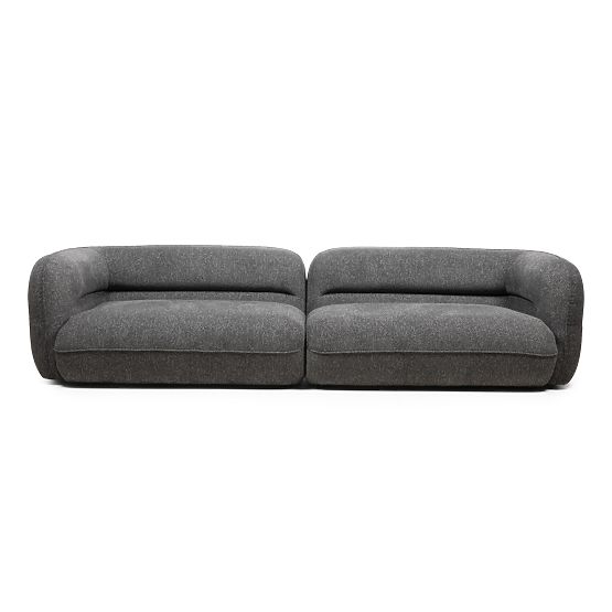Vier-Sitzer Sofa für das Wohnzimmer Luvio grau, runde Formen