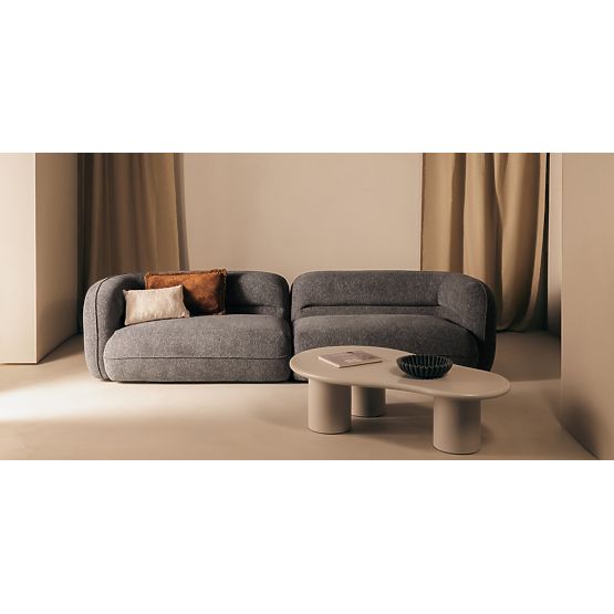 Vier-Sitzer Sofa für das Wohnzimmer Luvio grau, runde Formen
