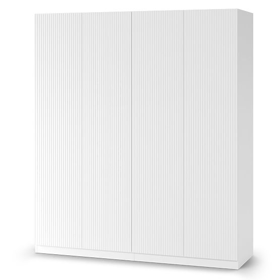 Vierflügeltüriger Schrank Neroli, einfache Rillen, weiß