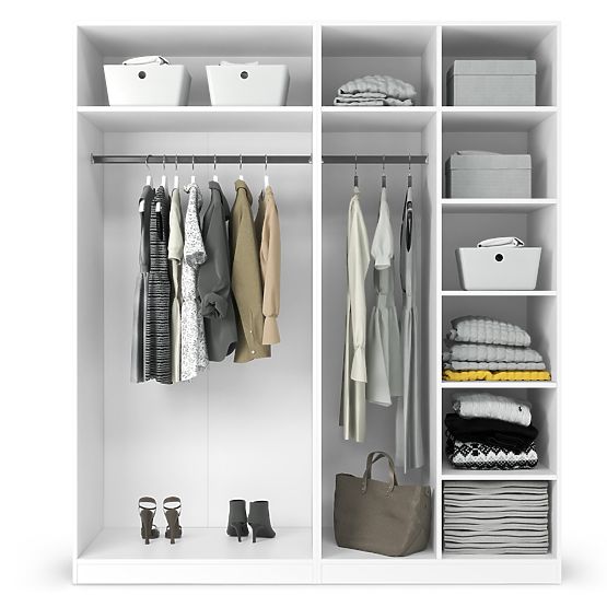 Viertüriger Schrank Neroli, gerillt im Bogen, weiß