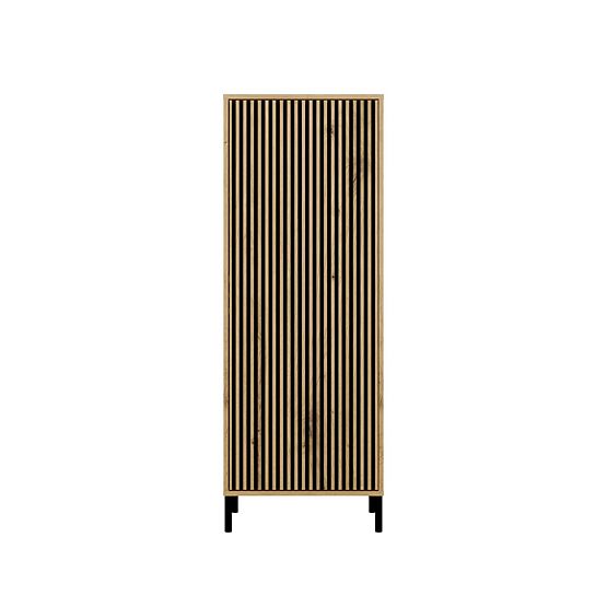 Vitrine KAMARO 1DD SLIM EICHE ARTISAN Lamellen-Frontplatte