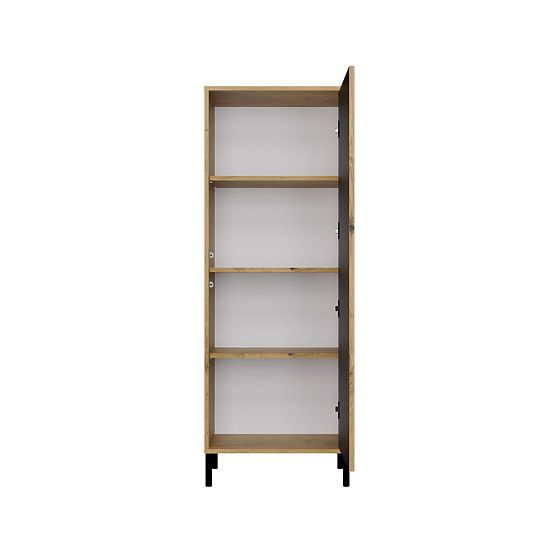Vitrine KAMARO 1DD SLIM EICHE ARTISAN Lamellen-Frontplatte