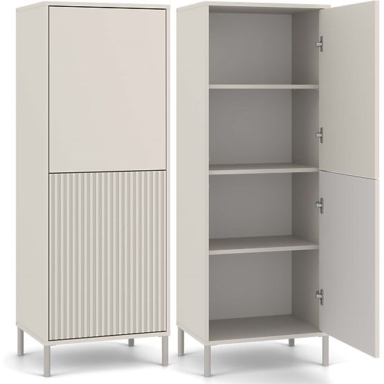 Vitrine KAMARO 2DK SLIM/GLATT KASCHMIR Lamellenstruktur + Klassisches Frontpanel