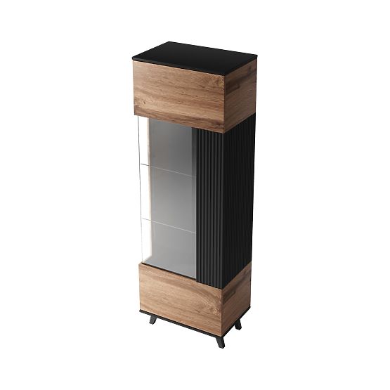 Vitrine RANDOM W-1 - Wotan Eiche/Schwarz