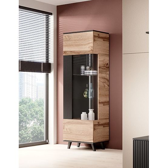 Vitrine RANDOM W-1 - Wotan Eiche/Schwarz