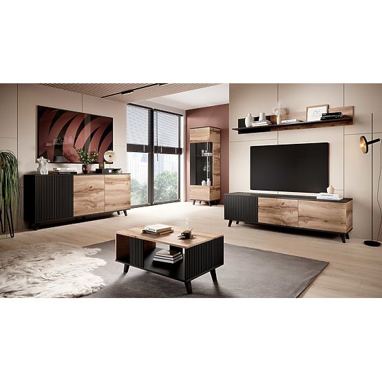 Vitrine RANDOM W-1 - Wotan Eiche/Schwarz