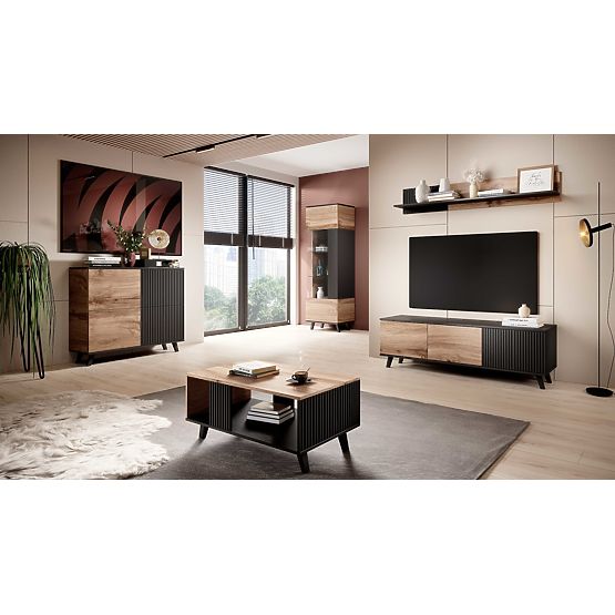 Vitrine RANDOM W-1 - Wotan Eiche/Schwarz