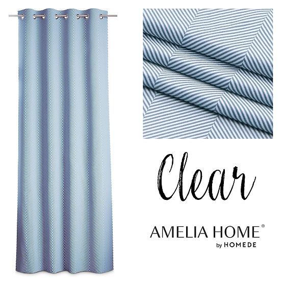 Vorhang CLEAR Farbe Dunkelblau mit Druckmotiv im Boho-Stil klassisch silberne Metallösen