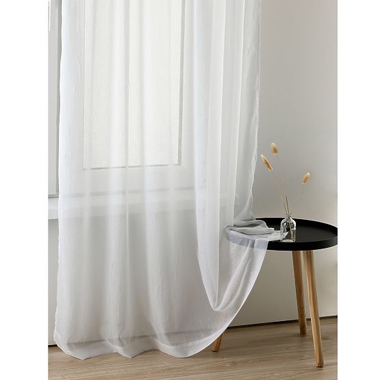 Vorhang KRESZ weiße Farbe klassischer Stil Flex 5,5 cm mit doppelter Falte, Crash-Voile 140x270