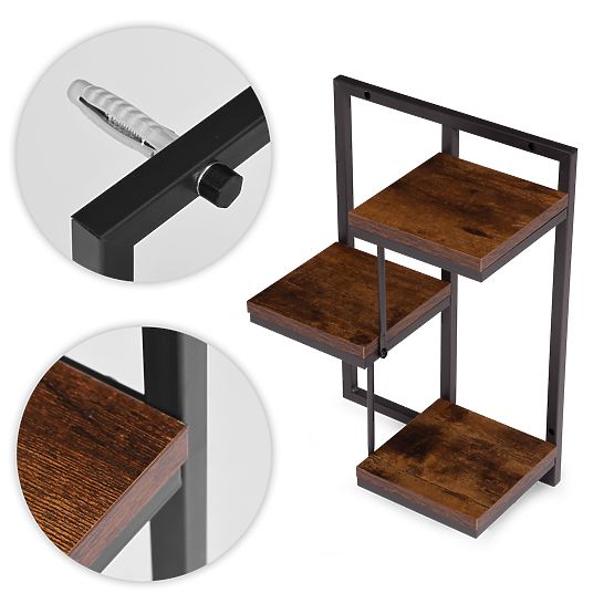 Wandblumenständer Hängeregal für Blumen Dekoration 3 Ebenen Loft ModernHome