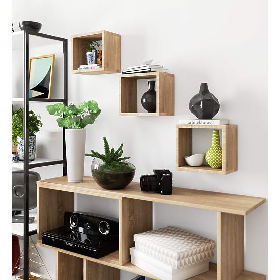 WANDBOARD K 25x25cm SET 3 Stück EICHE SONOMA