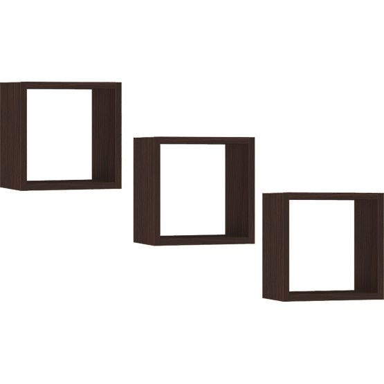 WANDREGAL K 25x25cm SET 3 Stück WENGE