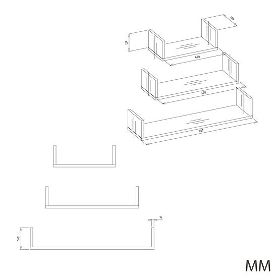 Wandregal-Set MOBI 3P WEISS