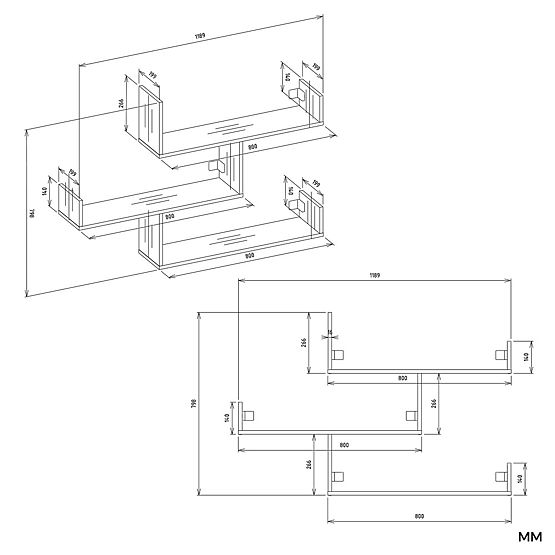 Wandregale KOBI für Wohnzimmer WEISS