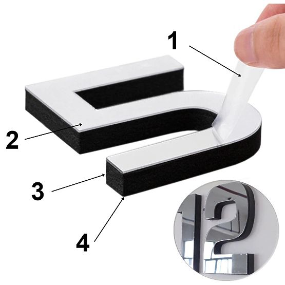 Wanduhr DIY NEPRI 65 - 130 cm - schwarz 3D