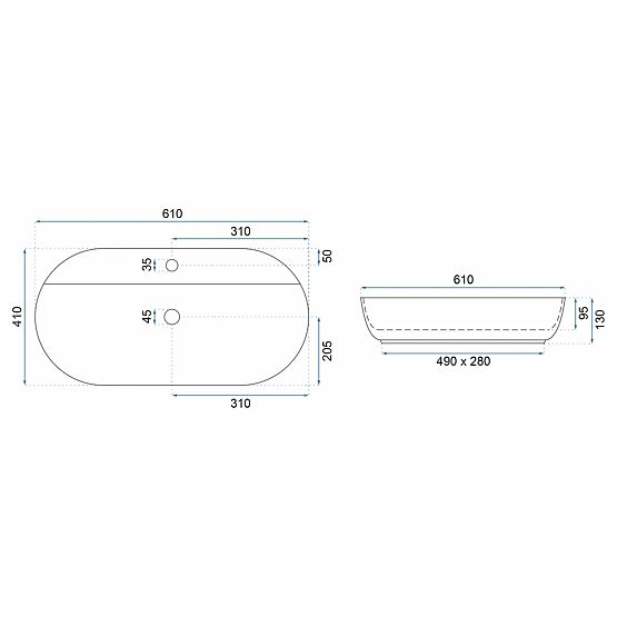 Waschbecken REA Aura 61 L.Blue Shiny