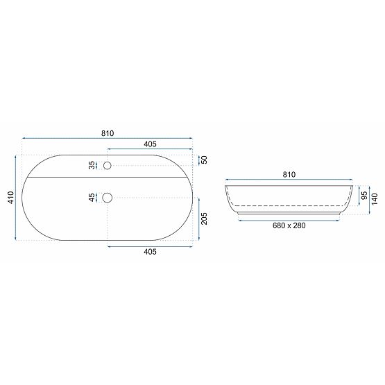 Waschbecken REA Aura 81 Aufsatz