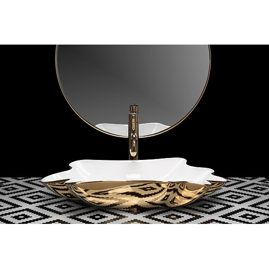 Waschbecken REA Sea Infinity Gold/Weiß + Stöpsel