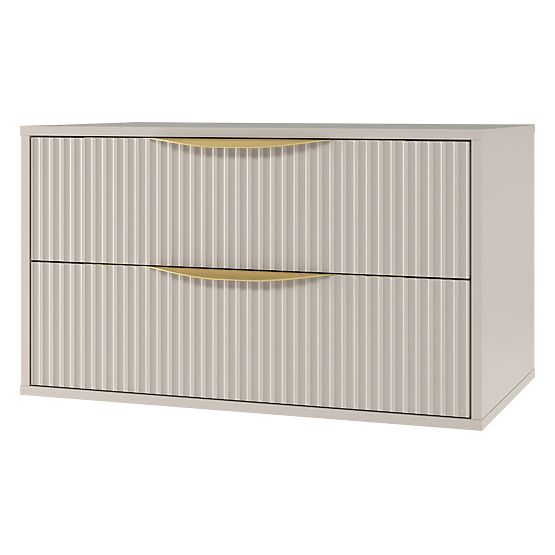 Waschtischunterschrank Avila 2.0, 80 cm, geriffelt, goldene Griffe, Kaschmir