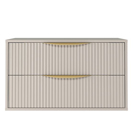 Waschtischunterschrank Avila 2.0, 80 cm, geriffelt, goldene Griffe, Kaschmir