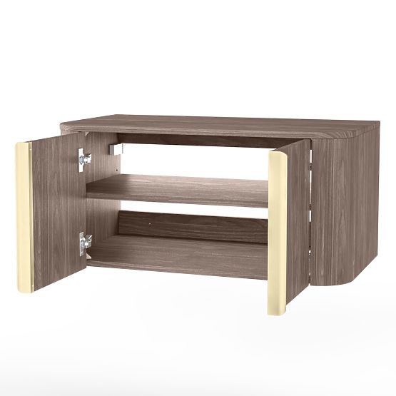 Waschtischunterschrank Bassa 80 cm, Lincoln-Nussbaum, goldene Griffe, abgerundet