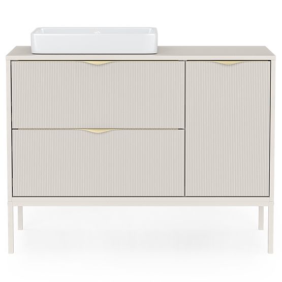 Waschtischunterschrank Livia 100 cm, kaschmir, Metallfüße, geriffelt