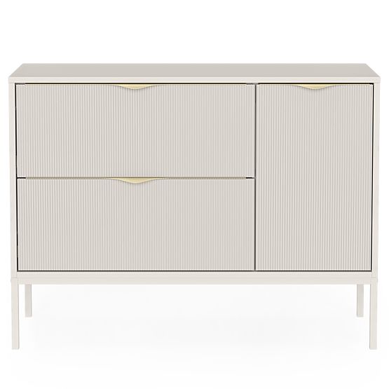 Waschtischunterschrank Livia 100 cm, kaschmir, Metallfüße, geriffelt