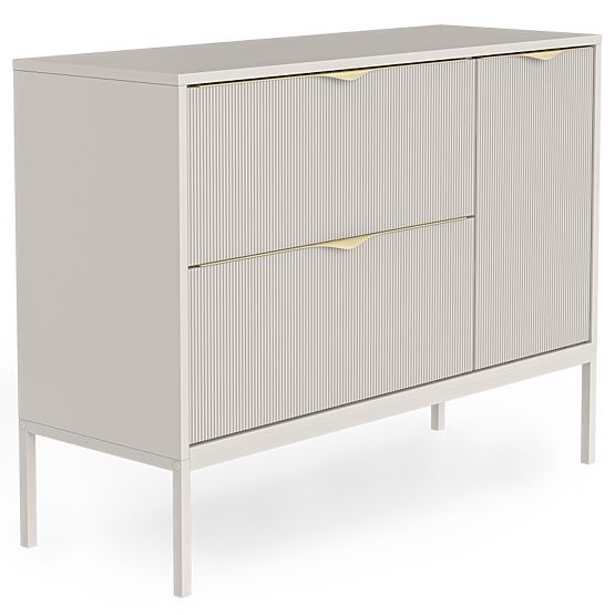 Waschtischunterschrank Livia 100 cm, kaschmir, Metallfüße, geriffelt