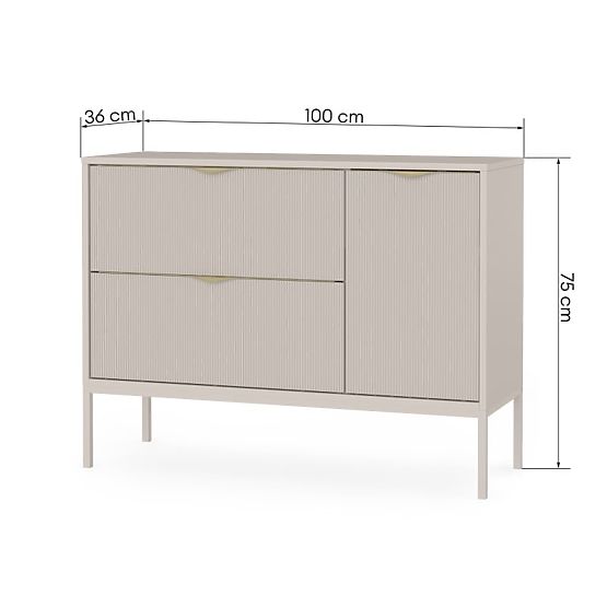 Waschtischunterschrank Livia 100 cm, kaschmir, Metallfüße, geriffelt