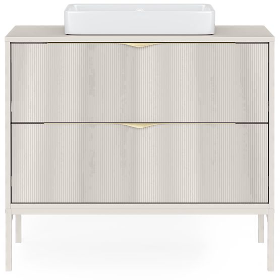Waschtischunterschrank Livia 80 cm, kaschmirfarben, Metallfüße, gerillt