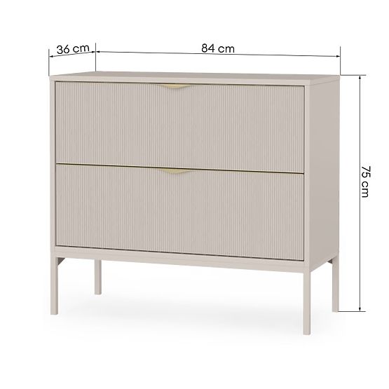 Waschtischunterschrank Livia 80 cm, kaschmirfarben, Metallfüße, gerillt