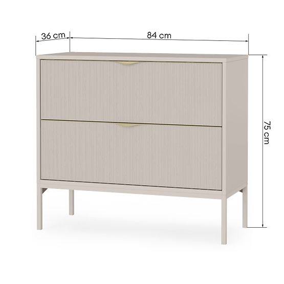 Waschtischunterschrank Livia 80 cm, kaschmirfarben, Metallfüße, gerillt