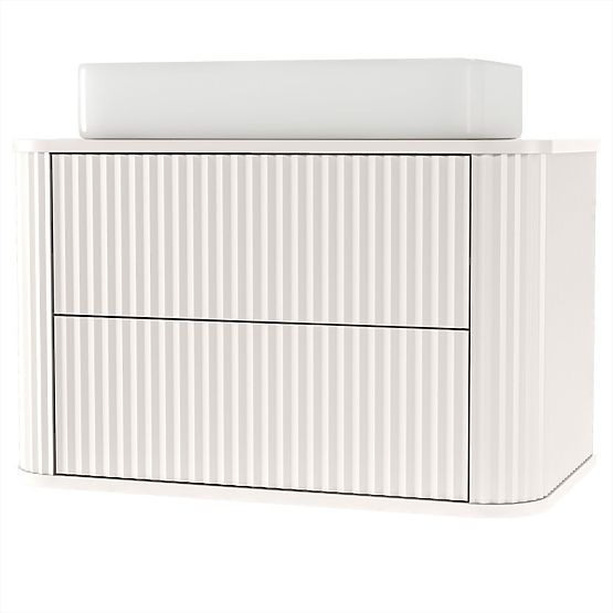 Waschtischunterschrank Nuvia 80 cm, kaschmirfarben, abgerundet, gerillt
