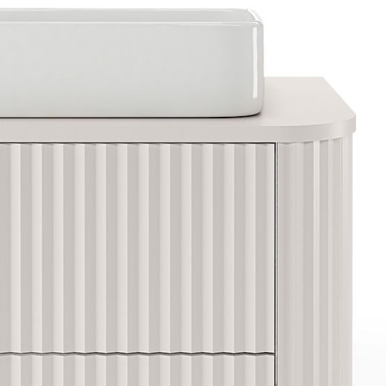Waschtischunterschrank Nuvia 80 cm, kaschmirfarben, abgerundet, gerillt