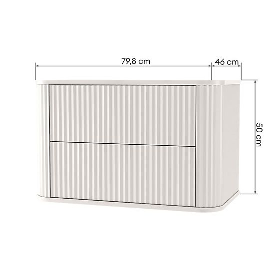 Waschtischunterschrank Nuvia 80 cm, kaschmirfarben, abgerundet, gerillt