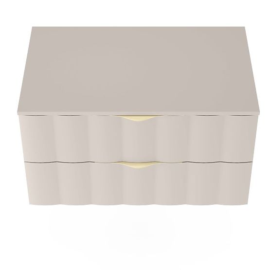 Waschtischunterschrank Omi 80 cm, gewelltes Frontpanel, goldene Griffe, kaschmirbeige