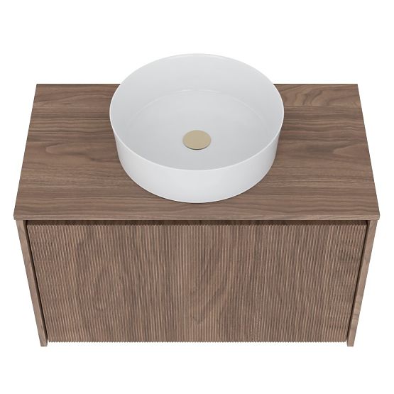 Waschtischunterschrank Pezzo 80 cm, Nussbaum, gerillt