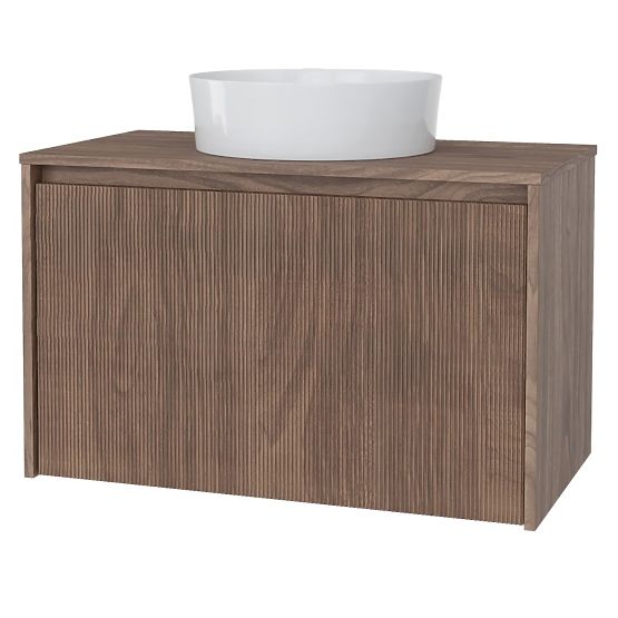 Waschtischunterschrank Pezzo 80 cm, Nussbaum, gerillt