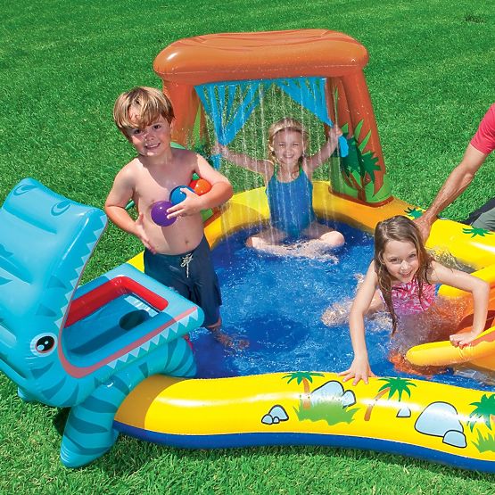 Wasserpool Kinderspielplatz mit Rutsche und Fontäne Intex 57444